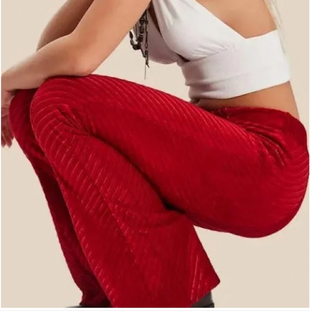 Free People Penny Pull On Velvet Pants  Salsa XS 856